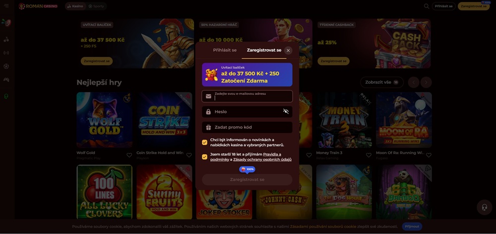 Roman Casino registrace