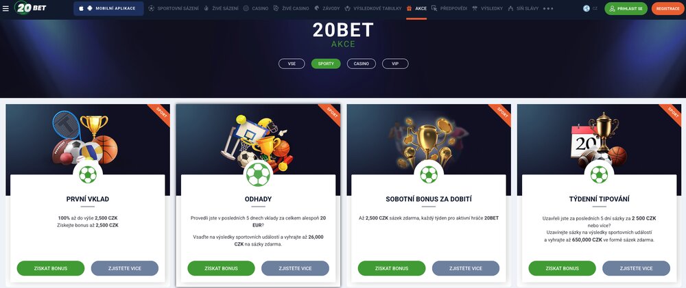 20BET bonusy v sázkové kanceláři