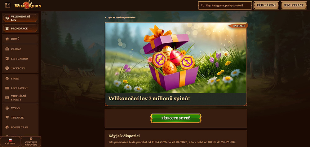 Velikonoce 2025 v casinu Wild Robin [promo akce, bonusy, free spiny atd.]