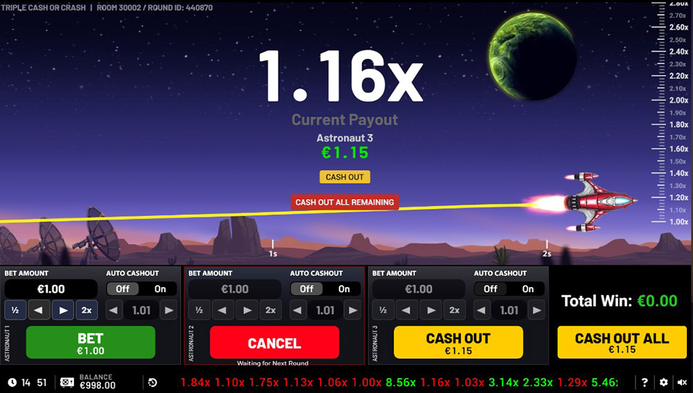 Triple Cash or Crash [mini hra od Betsoft]