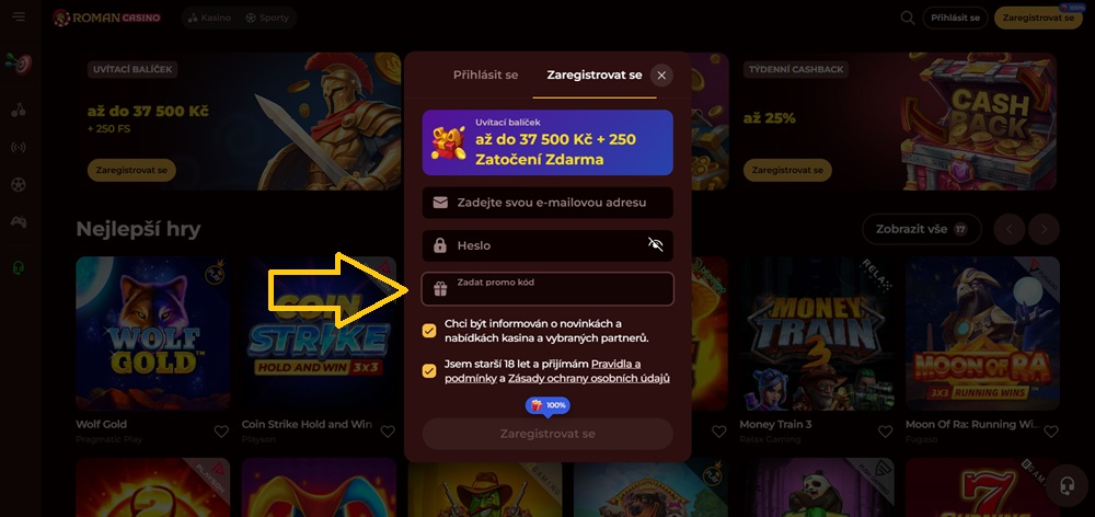 Campo para introducir el código promocional