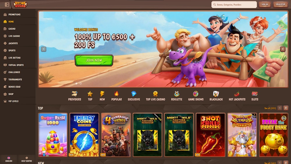 Preview of games and bonuses in Stone Vegas online casino