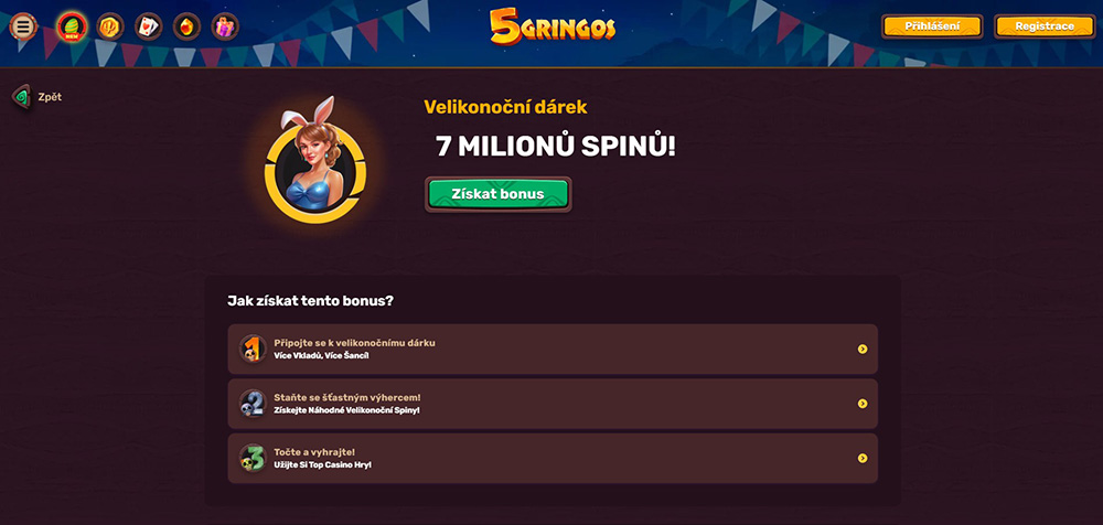 Velikonoce 2025 v casinu 5Gringos [promo akce, bonusy, free spiny atd.]