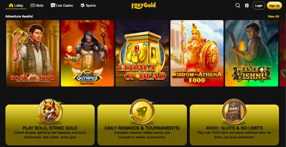 FoxyGold casino homepage