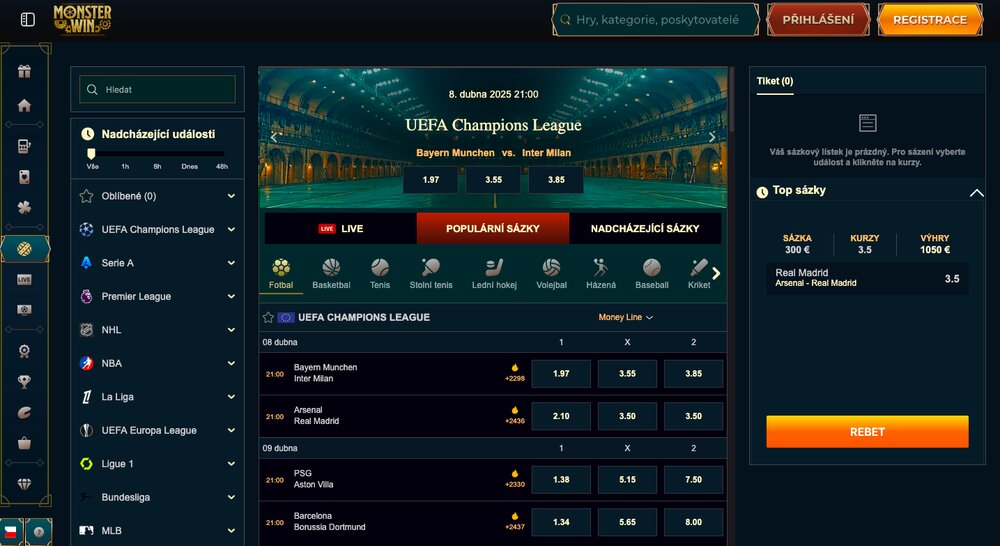 Monster Win oferta de apuestas