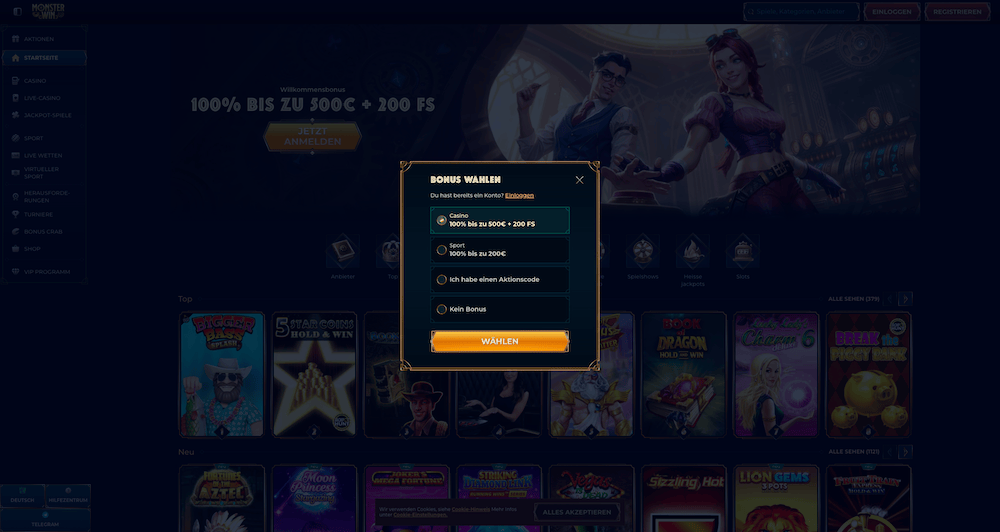 79800 Monster Win Registrierung