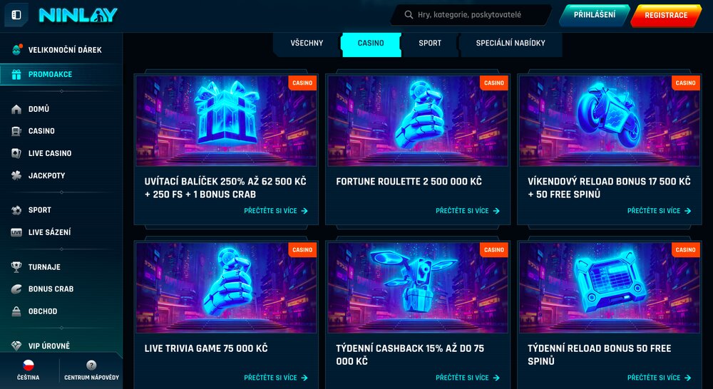 Ninlay nabídka bonusů