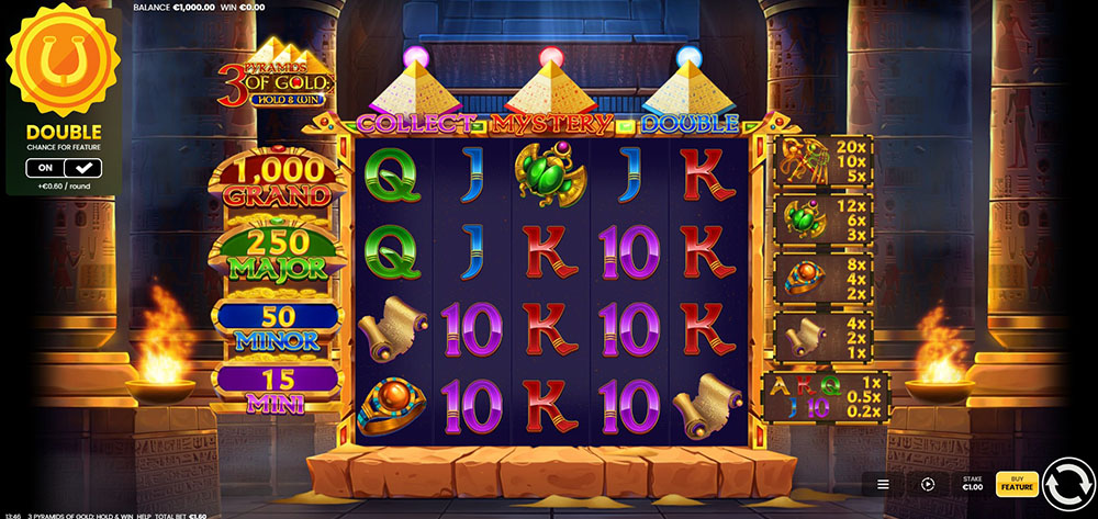 3 Pyramids of Gold: Hold & Win