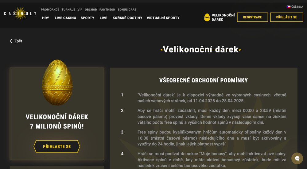Casinoly velikonoční bonus