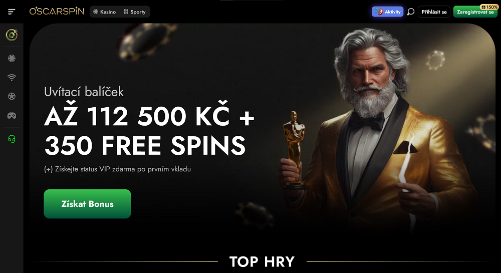 Náhled velmi štědrého uvítacího balíčku v online casinu Oscarspin 