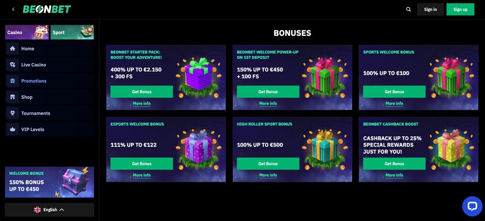 BeonBet – bonusy