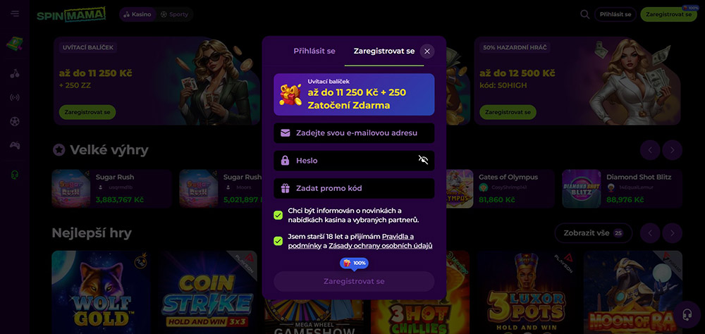 Código promocional de Spinmama