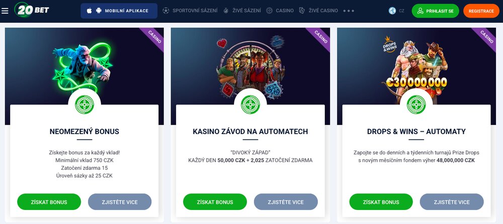 20BET nabídka turnajů