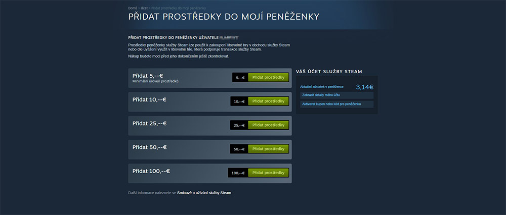 Steam peněženka