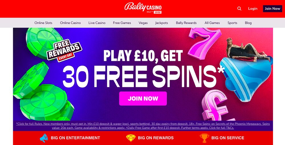Bally Casino homepage