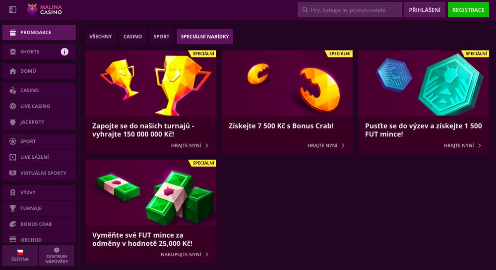 Malina Casino speciální nabídky květen 2025