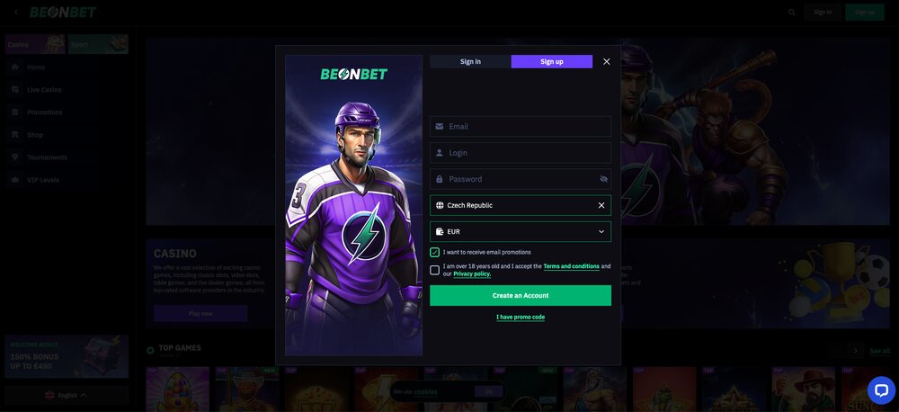 BeonBet – registrace