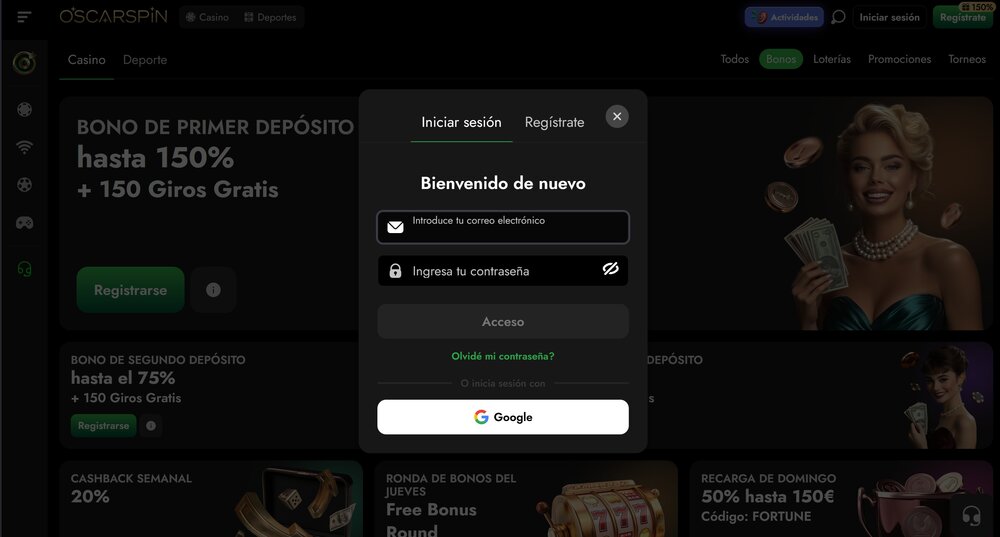Oscarspin inicio de sesión