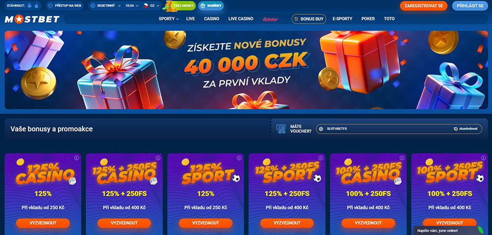Speciální NO DEPOSIT BONUS pro hráče SLOTHBET v casinu MostBet: 50 free spinů zdarma