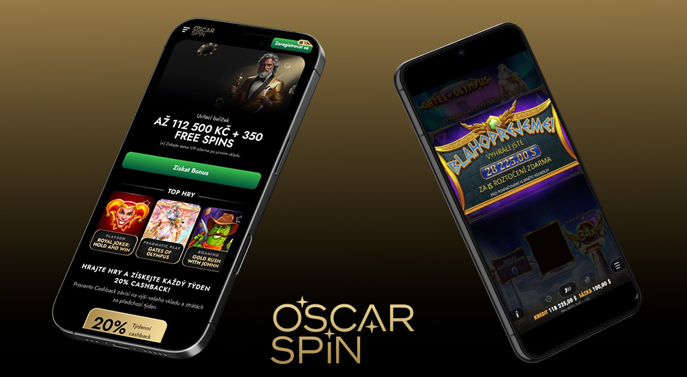 Náhled responzivního rozhraní webu online casina a sázkové kanceláře Oscarspin