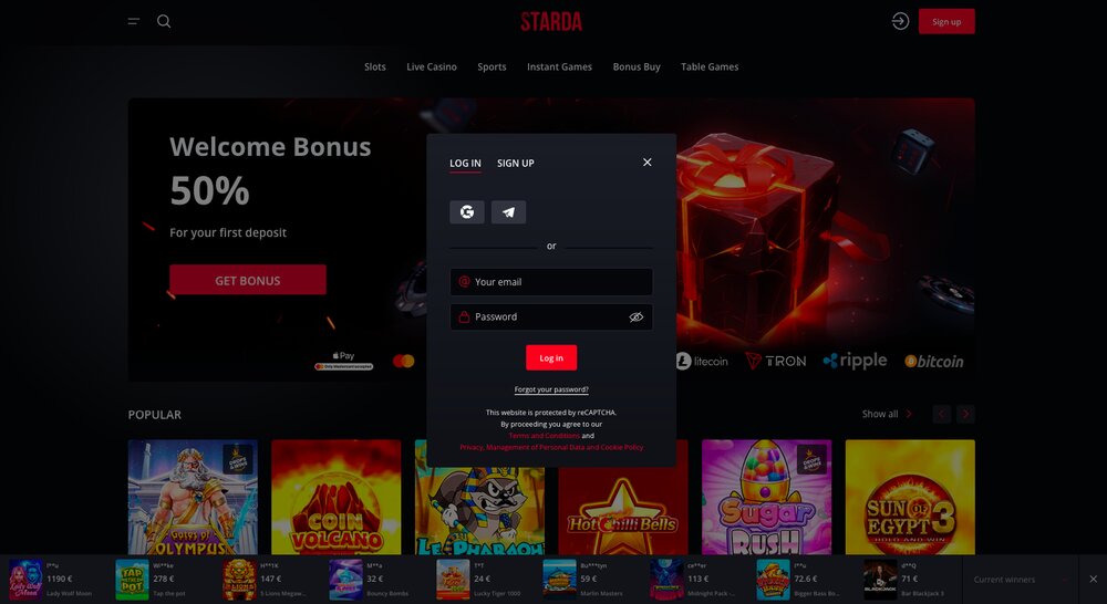 Starda Casino login