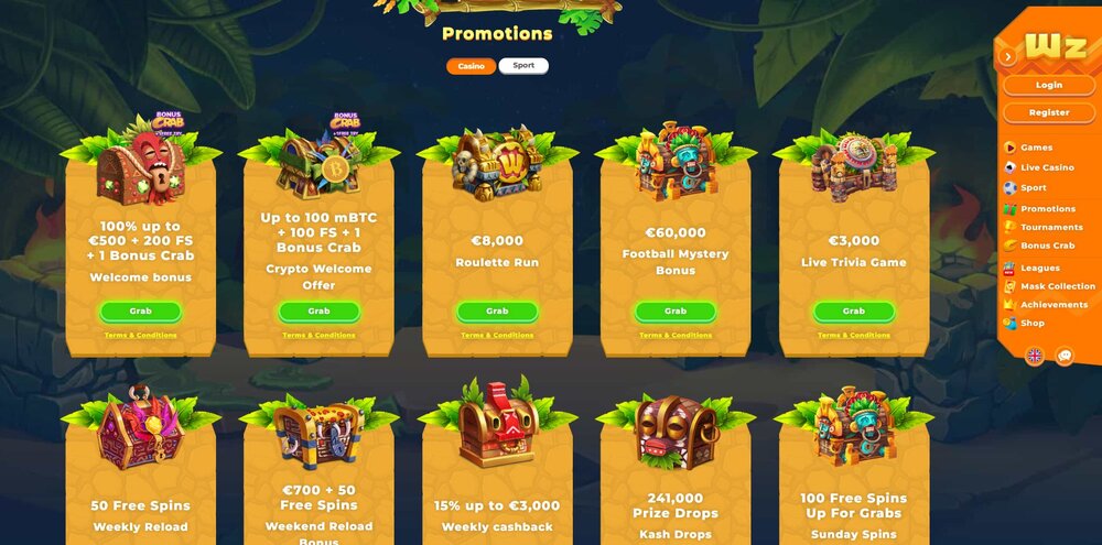 wazamba casino bonuses