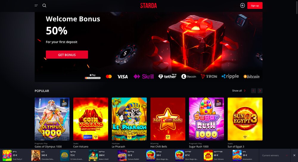 Starda Casino náhled webu
