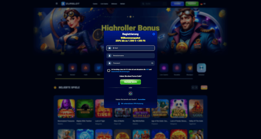 16570 AzurSlot Registrierung