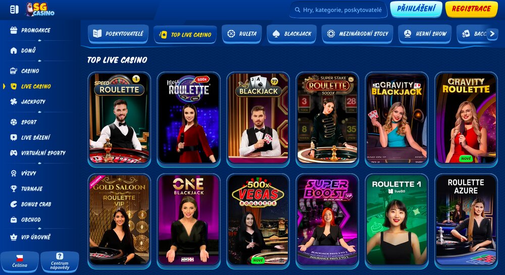SGcasino top live casino hry