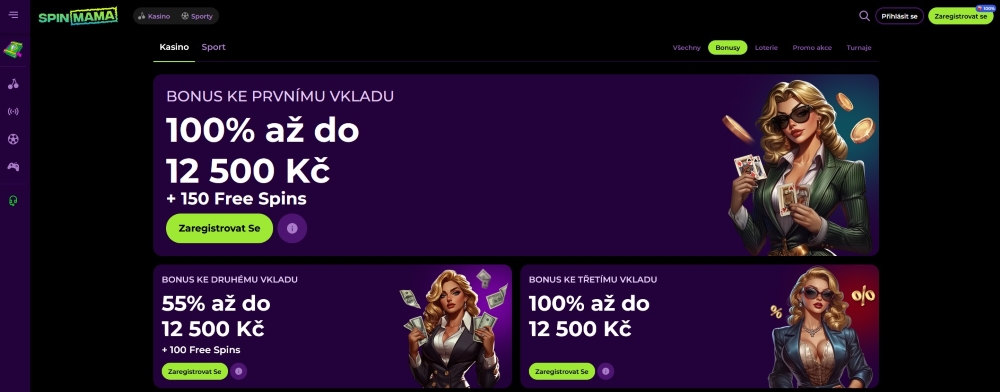 Přehed bonusů v online casinu Spinmama