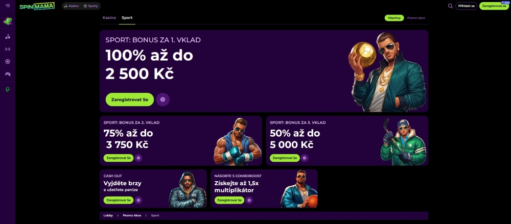 Přehled bonusů v sázkové kanceláři Spinmama