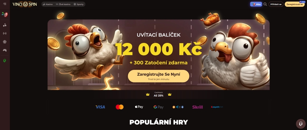 Nenechte si ujít uvítací bonus online casina Vinci Spin 