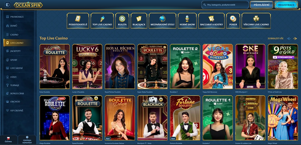 TOP 5 her s krupiéry v live casinu Ocean Spin léto 2025