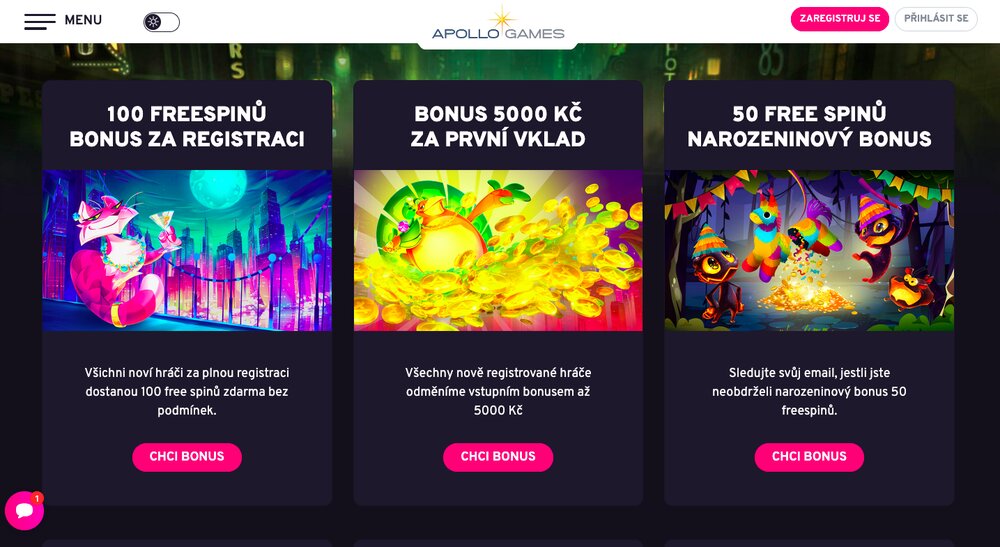 Apollo Games bonusy