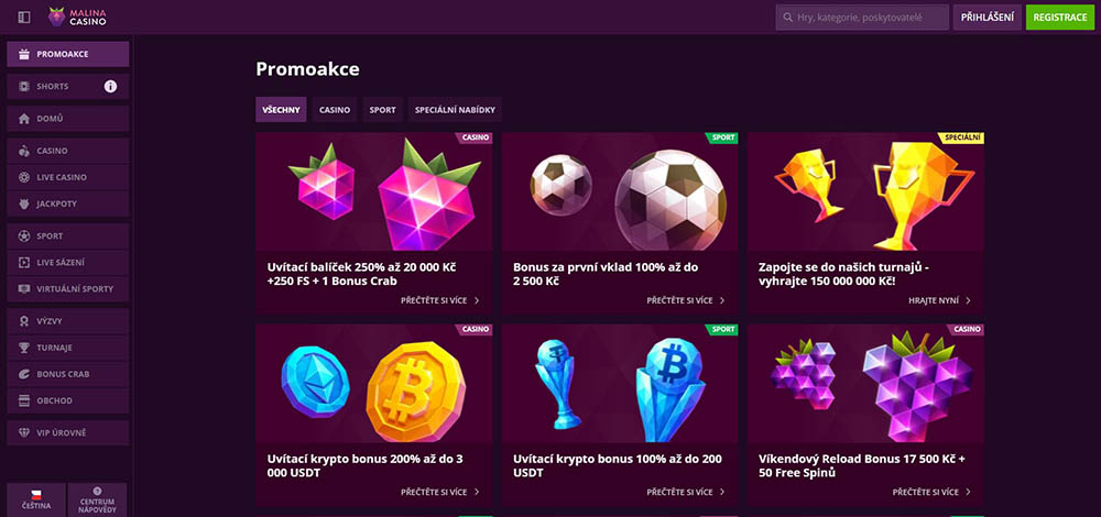 Malina Casino bonusy [červen 2025]