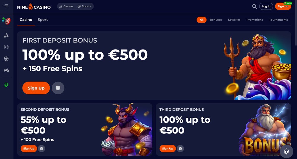 Nine Casino bonuses