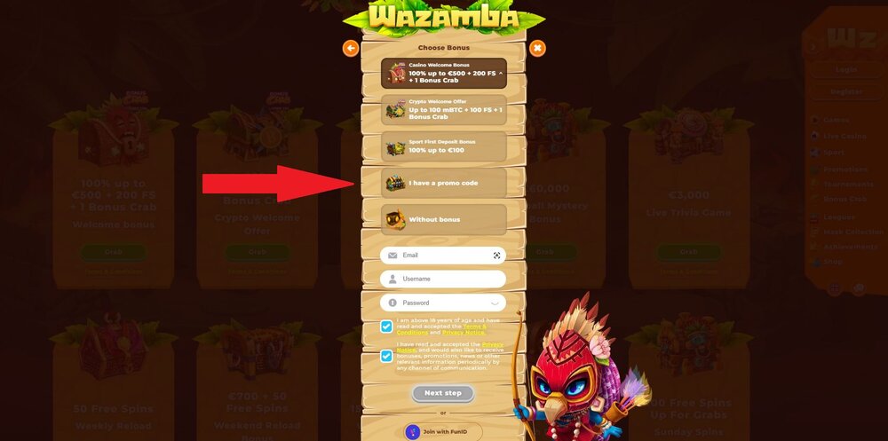 rsz wazamba promo code