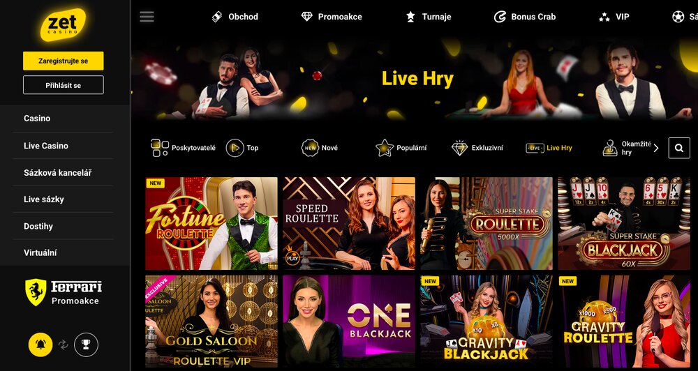 ZetCasino live casino hry