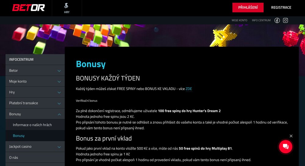 Betor bonusy