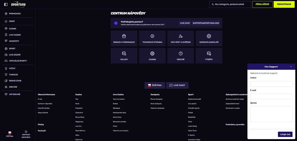 Sportuna live chat [naše zkušenosti]