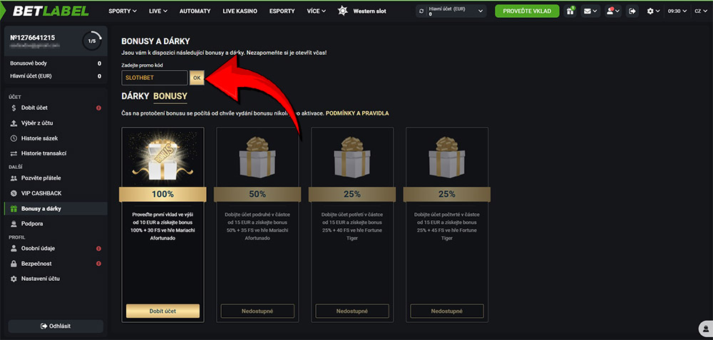 Speciální NO DEPOSIT BONUS pro hráče SLOTHBET v casinu BetLabel: 30 free spinů zdarma