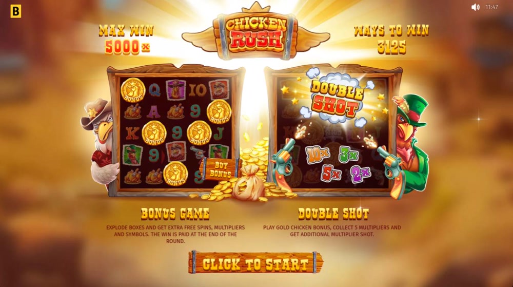 Westernový automat Chicken Rush od vývojáře Bgaming