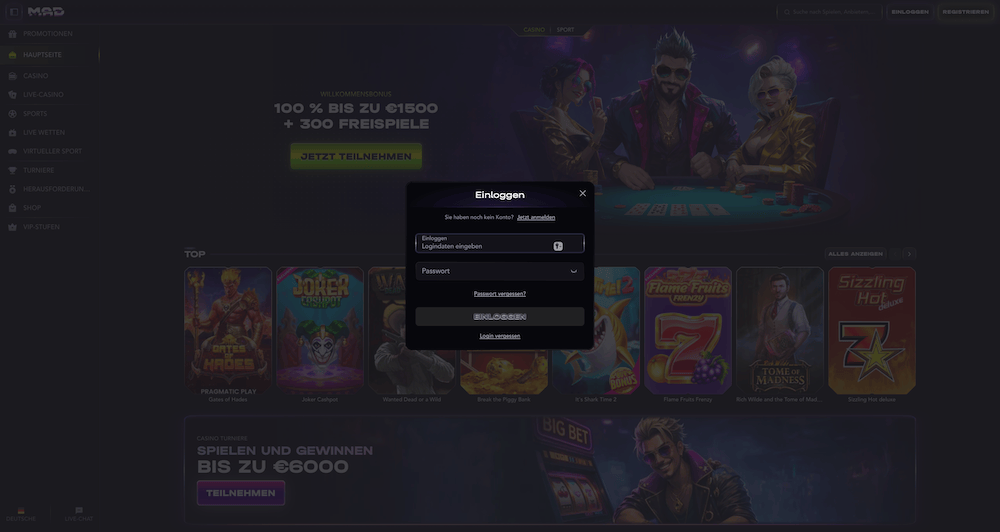 01038 MadCasino Login