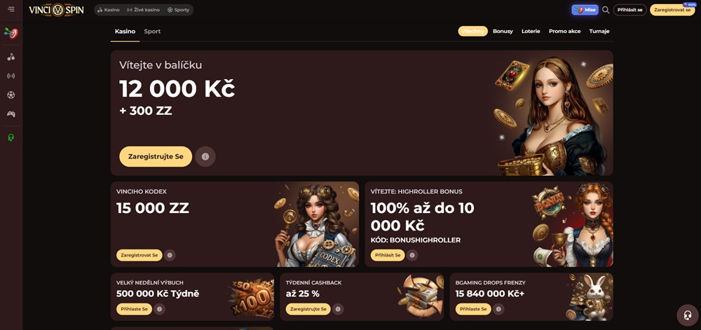 Vinci Spin bonusy červenec 2025