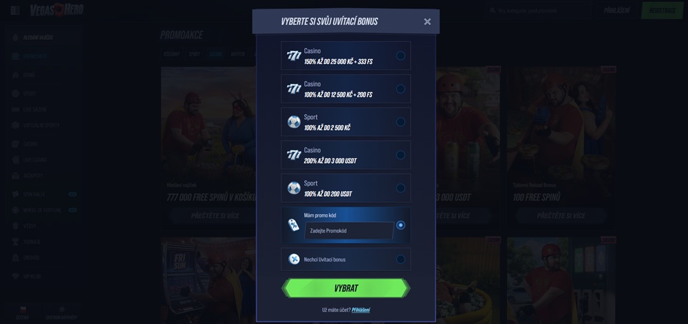 VegasHero promo code úvod