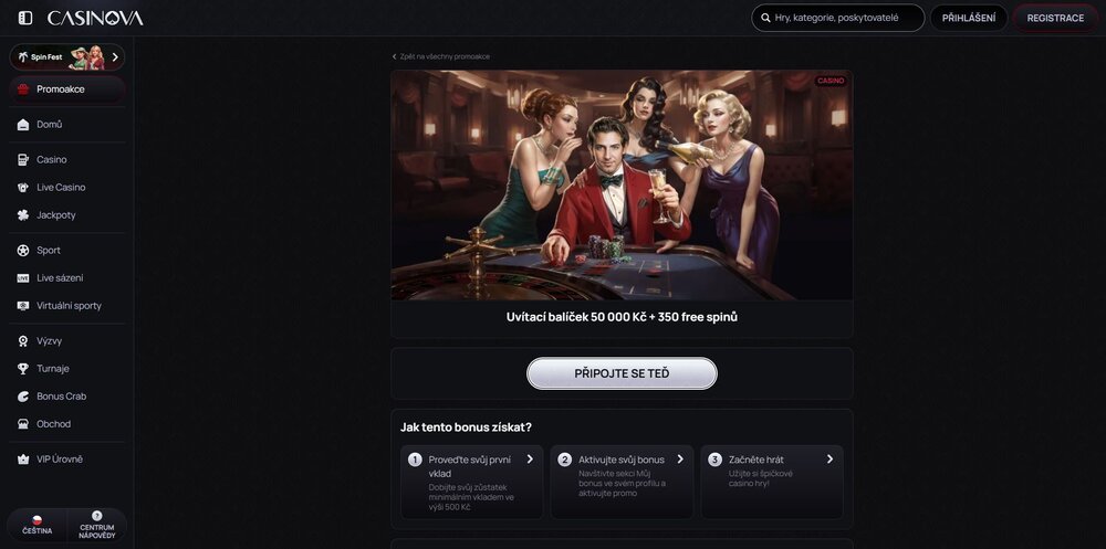 Casinova Free Spins im Willkommenspaket