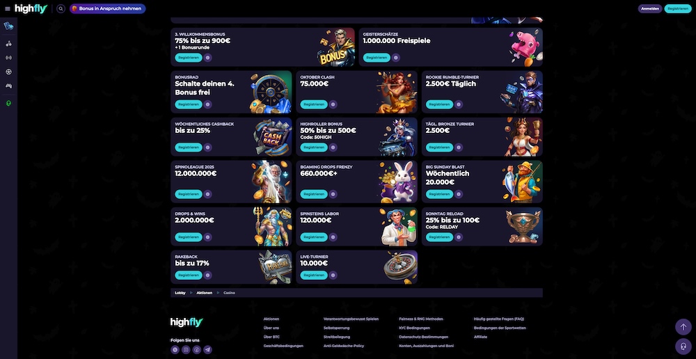 HighFlyBet Bonus ohne Einzahlung