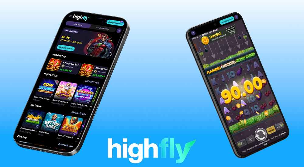 Náhled responzivního rozhraní online casina a sázkové kanceláře HighFlyBet