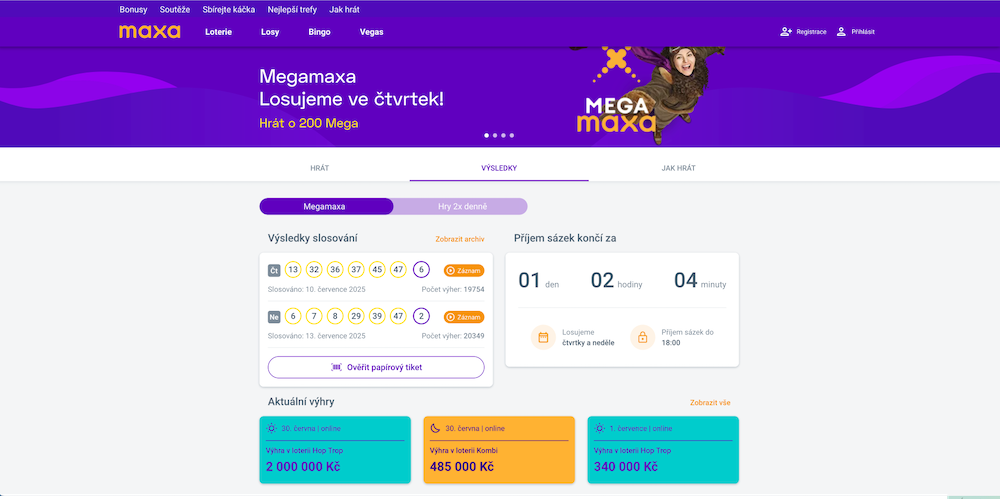 Loterie Maxa výsledky archiv