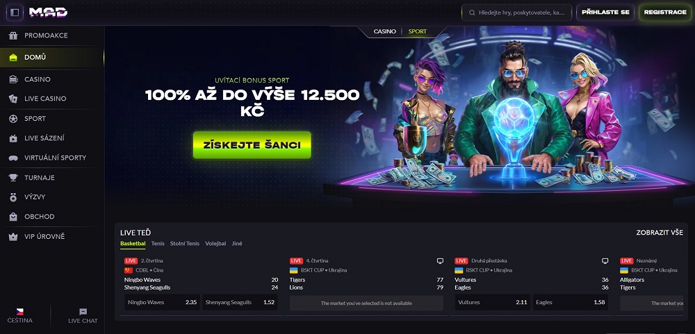 Página de bienvenida de MadCasino